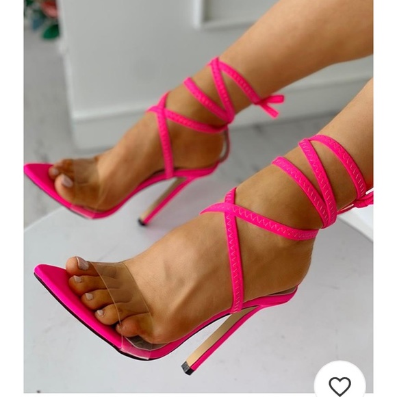 Transparent strap lace up heels - Picture 4 of 4